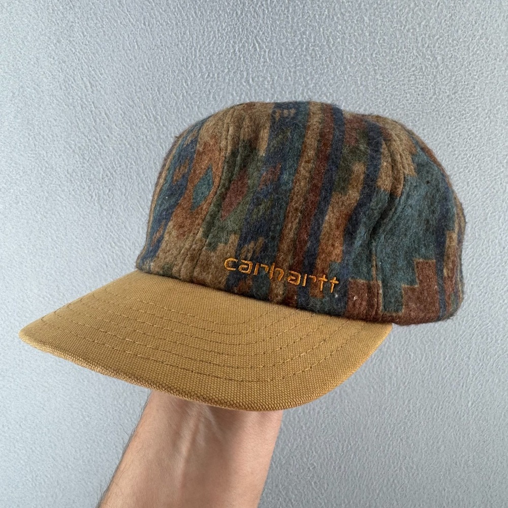 Vintage Carhartt Hat Mens One Size Aztec Blanket Snap Back 90s Made in USA